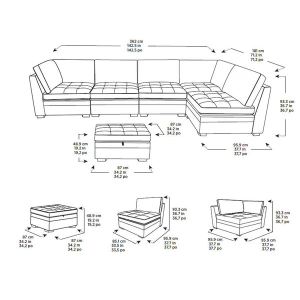 Thomasville Tisdale Beige 6 Piece Modular Fabric Sofa