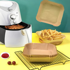 100pcs Non-Stick Air Fryer Liners - Premium Paper Single Sheets with Ridged Edges for Secure Cooking, Easy Cleanup & Healthy Cooking