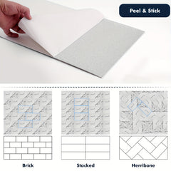 20pcs Of White Marble Effect Self-adhesive Wall Tile Foam Wall Sticker, Easy to Clean, Suitable for Bathroom, Living Room, Kitchen, Bedroom Decoration