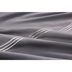 Embroided Baratta Stitch Duvet Cover Set with Matching Pillowcases - Ultra-soft Brushed Microfibre – Chic & Modern Design – Easy Care & Machine Washable