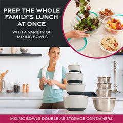 Stainless Steel Mixing Bowls Set for Kitchen, Dishwasher Safe Nesting Bowls for Cooking, Baking, Meal Prepping-6pcs set