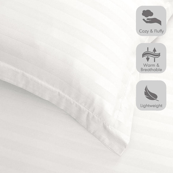 Premium Hotel Quality Satin Stripe Duvet Cover Set Double with Pillowcases | Reversible Soft Quilt Bedding | Easy Care Breathable Luxury Quilt Cover