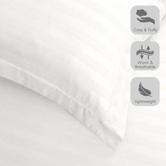 Premium Hotel Quality Satin Stripe Duvet Cover Set Double with Pillowcases | Reversible Soft Quilt Bedding | Easy Care Breathable Luxury Quilt Cover