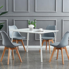 mcc direct Set of 2 Dining Chairs Wooden Legs Soft Cushion Pad Stylish DELUXE Retro Lounge Dining Office EVA