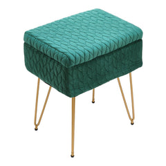 Padded Storage Footstool, Living Room Side Table with Tray, Sofa Footstool, Bedroom Dressing Stool - Features Large Built-in Storage, Non-Slip Metal Hairpin Legs, Includes Tray, Suitable for Living Rooms, Bedrooms, Hallways