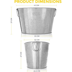 LIVIVO Galvanised Steel 24L Drinks Ice Cool Bucket with Handles - Great for Parties, BBQs and Bars Cooling Bottles, Cans of Beer or Soft Drinks