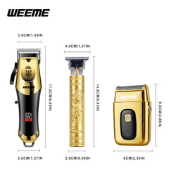 WEEME Golden 3pcs 2pcs 1pc Men's Hair Clipper Set, USB Rechargeable Hair Clippers, Trimmer And Shaver Kit, with Guide Combs & Cleaning Brushes, Grooming Gift Set for Men, Husband, Boyfriend, Dad Valentine's Day Gift