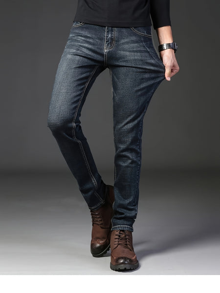 Men'S Business Jeans Slim Straight Stretch Men'S Trousers