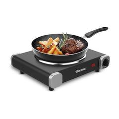 Portable Electric Hot Plate Single Hob, 1500W, Temperature Control, Ring Tabletop Stove for Cooking, Warming, Boiling, Frying – Ideal for Home & Caravan – Black