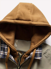 Men's Solid Color Hooded Air Force One Jacket - Loose Fit Zippered Coat with Full-Length Zipper Front, Full-Liner for Spring/Autumn/Winter, Casual Outerwear (No Belt Required)
