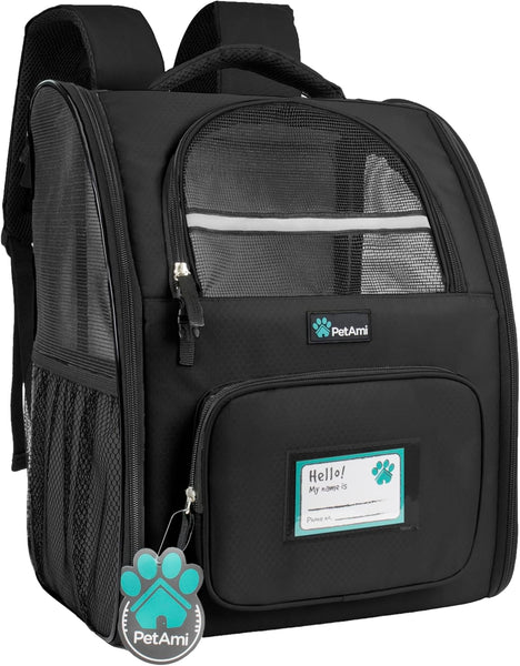 Petami Dog Backpack Carrier for Small Large Cat, Pet, Puppies, Ventilated Pet Hiking Backpack Travel Bag, Airline Approved Cat Backpack Carrier, Safety Back Support, Camping Biking Dog Bag, Charcoal