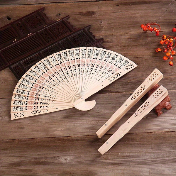 3pcs Sunflower Sandalwood Fans Hand Held Folding Fans Wooden Openwork Personal Handheld Folding Fans for Shower Wedding Party Favors