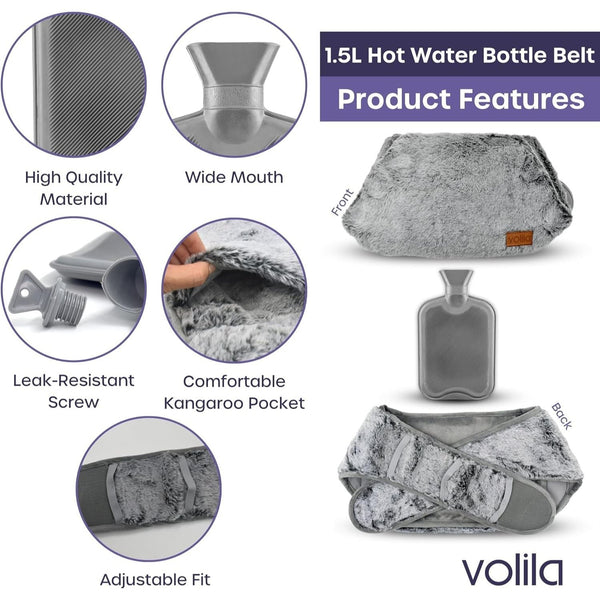 Wearable Hot Water Bottle Belt 1.5L – Wrap Around Hot Water Bottle for Period Pain Relief, Back Pain & Cramps – Adjustable & Washable