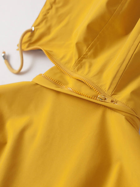 Drawstring Waist Hooded Zip Up Coat, Casual Long Sleeve Coat for Fall & Winter, Women's Clothing