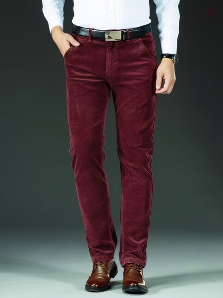 Men's Four-Season Corduroy Slim Fit Straight-Leg Casual Trousers