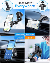 VANMASS 【New Upgrade BEST】 Car Phone Holder 【Ultimate Version True Military-Grade】 Mobile Cell Mount Windscreen Dashboard Vent Van Automobile Cradle for Iphone 16 15 14 13 Samsung All Smartphones