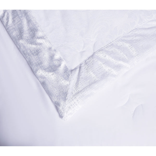 3 Piece Velvet Quilted Bedspread Set Jacquard Damask Bed Cover with Pillow Shams | Luxury Soft Polyester Bedspread for Double King Super King Beds | Modern Elegant Bedroom Bedding Set