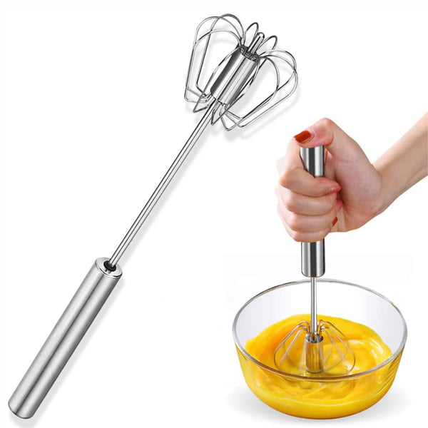 SUL Egg Whisk, Hand Push Whisk Blender, Egg Beater, Milk Frother, Rotating Push Mixer Stirrer for Whisking, Beating, Stirring