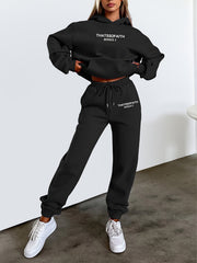 Fashionable Set of Sweatshirt And Long Pants with Letter Prints for Women