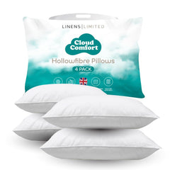 Linens Limited Soft Pillows, Made in the UK, Cloud Comfort, Soft and Firm with Orthopedic Support, Non-Allergenic Polycotton Polyester Hollowfibre, Machine Washable