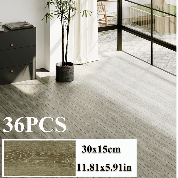 36-Pack High-Quality Self Adhesive Floor Tiles, 15x30cm Peel and Stick SPC Vinyl Planks for Kitchen, Bathroom, Bedroom & Living Room, Realistic Stone/ Wood Look Efffect Waterproof PVC Flooring, Easy DIY Installation