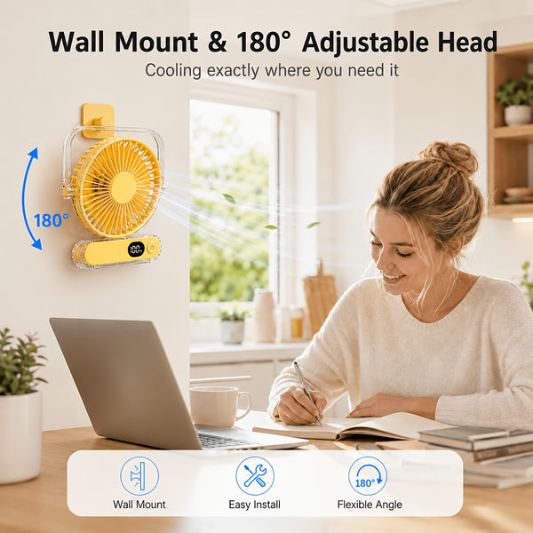 Portable Wearable Belt Fan & Flashlight Suitable for Outdoor, Hands-Free Clip- Cooling System with Quiet Operation, Strong Airflow - for Camping,, Night Shift, - for Belt Attachment (No Desk Use)