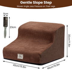 56X40X35CM Dog steps 3-Steps High Density Foam Dog Stairs Dog Steps for Bed with Detachable Cover Non Slip Bottom Steps for Dogs to Get on the Bed for Small Senior Injured Pets for Sofa C