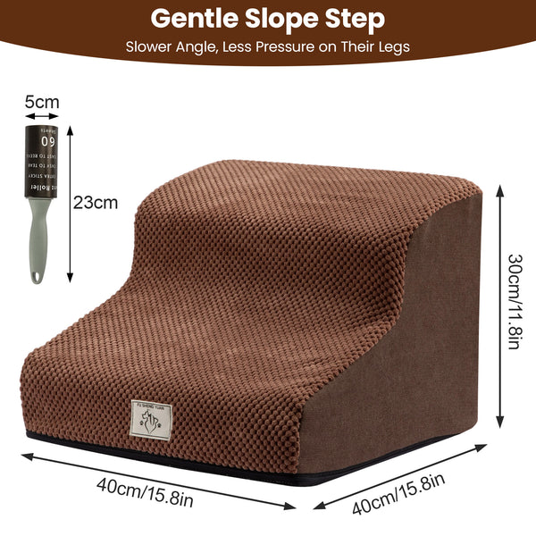 56X40X35CM Dog steps 3-Steps High Density Foam Dog Stairs Dog Steps for Bed with Detachable Cover Non Slip Bottom Steps for Dogs to Get on the Bed for Small Senior Injured Pets for Sofa C