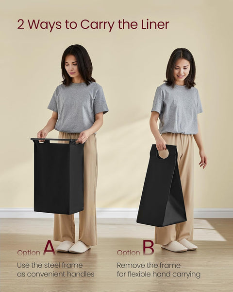 VASAGLE Laundry Basket, Laundry Hamper with 4 Pull-Out and Removable Laundry Bags, 2 Shelves, 4 X 40 L, for Laundry Room, Rustic Brown and Black BLH214B01