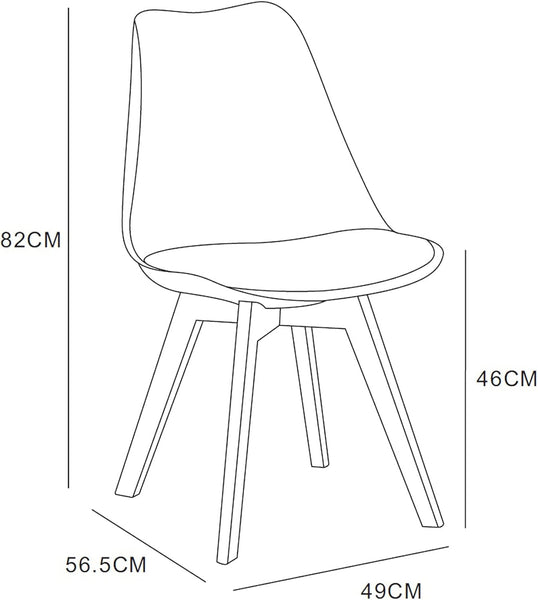 mcc direct Set of 4 Dining Chairs Wooden Legs Soft Cushion Pad Stylish DELUXE Retro Lounge Dining Office EVA