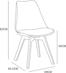 mcc direct Set of 4 Dining Chairs Wooden Legs Soft Cushion Pad Stylish DELUXE Retro Lounge Dining Office EVA