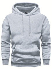 5pcs Men's Long Sleeve Sweatshirt Hoodie, Autumn/Winter Solid Color Plain Hooded Pullover with Drawstring Design and Kangaroo Pocket, Men's Casual Sportswear Top