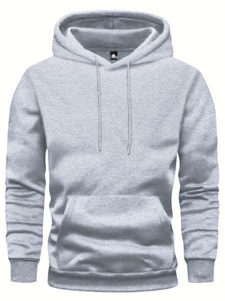 5pcs Men's Long Sleeve Sweatshirt Hoodie, Autumn/Winter Solid Color Plain Hooded Pullover with Drawstring Design and Kangaroo Pocket, Men's Casual Sportswear Top