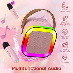 [Wireless Speakers] Wireless Speakers, Portable Speakers, Dual Microphones, RGB Lighting Effects, Multiple Voice-Changing Modes, Suitable for Family Gatherings, Birthday Parties, Outdoor Beaches, And Home Karaoke Machines