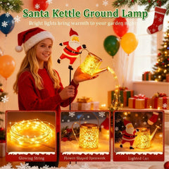 Solar Santa Claus Watering Can Lights, Christmas Santa Solar Kettle Lights, Garden Lawn Decorative LED Light with Cascading Light, Waterproof Decoration for Patio, Pathway (2PCS-B)