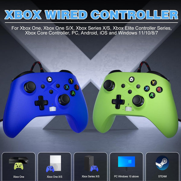 FOIRCEADAL 2 Pack Wird Controller for Pc/Xbox-One/X/S [Need Windows Upgrade Built Adaptive Gaming Turbo/Vibration/Gyro/Wake-Up Function 3.5 Mm Audio