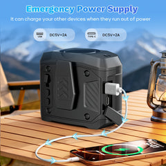 Portable Waist Fan with 7W Brushless Turbo Dual Motor, 100-Speed Adjustable, 6000mAh Power Bank, Phone Charging Design, Desktop Stand, Lanyard, Flashlight & LED Display for Outdoor Camping Fishing Hiking