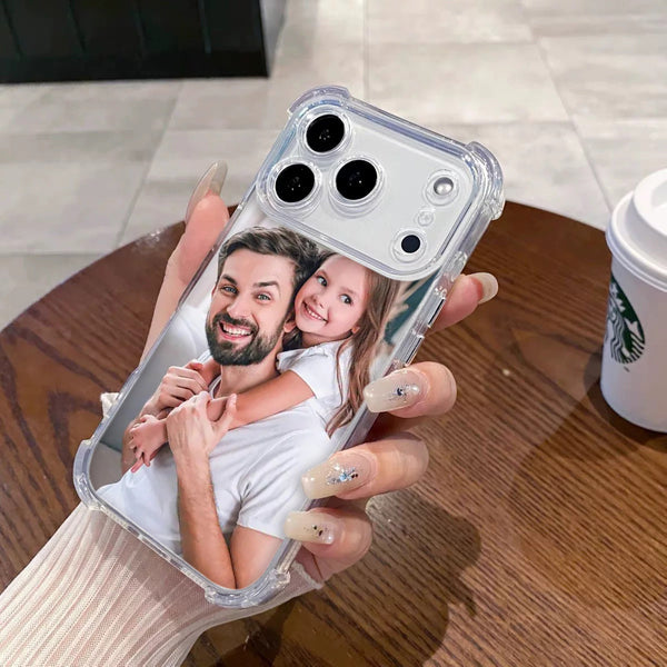 DIY Custom Photo Clear Phone Case - 4-Corner Shockproof, Scratch & Wear Resistant. Fits iPhone 17/ 16/ 15/ 14/ 13/ 12/ 11 Pro Max/ Pro/ Plus/ Xs Max. Creative Heartwarming Gift for Family, Friends, Boyfriend & Girlfriend.