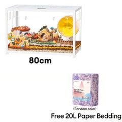 BUCATSTATE 65/80/100Cm (Free Random Color 20L Paper Bedding) Metal Hamster Cage 2.0 - Large Stackable Small Animal Habitat with Deep Burrow, Easy Assembly, for Dwarf And Syrian Hamsters, Guinea Pigs, Gerbils, Reptiles