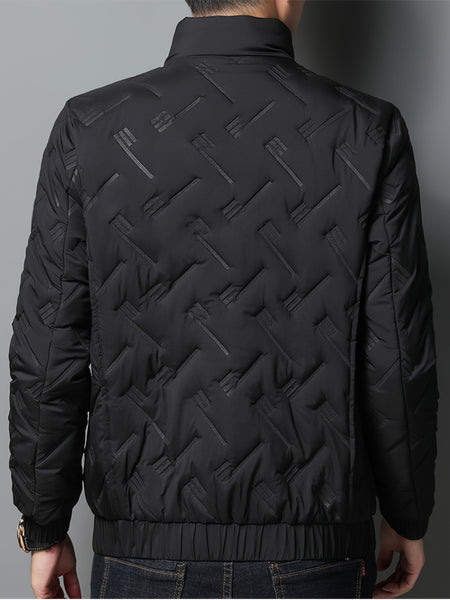 Lightweight Winter Stand Collar Jacket for Men, Quilted Thermal Business Casual Coat, Cold Weather Outerwear