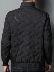 Lightweight Winter Stand Collar Jacket for Men, Quilted Thermal Business Casual Coat, Cold Weather Outerwear