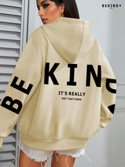 IT's REALLY Print Hoodie, Casual Fashion Sweatshirt, Hooded Pocket Drawstring Sweatshirt for Fall & Winter, Women's Clothing