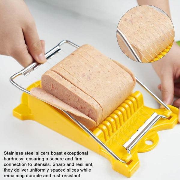 Upgrade Hand Luncheon Meat Slicer, Manual Egg Cutter, Multi-Purpose Kitchen Tool for, Cheese Bananas, Avocados, Vegetables Dishwasher Safe, Rust-Resistant (yellow, 10-Wire)