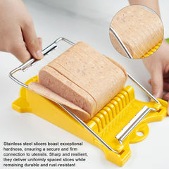 Upgrade Hand Luncheon Meat Slicer, Manual Egg Cutter, Multi-Purpose Kitchen Tool for, Cheese Bananas, Avocados, Vegetables Dishwasher Safe, Rust-Resistant (yellow, 10-Wire)