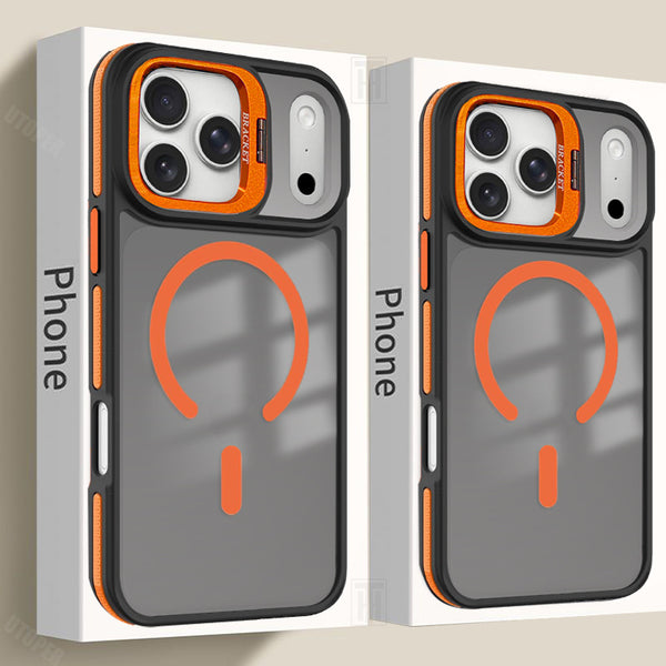 Phone Case: New Unique Flip Bracket Metal Bracket Color Anti Slip Protection Phone Case for iPhone 17 Air 16 15 14 13 12 11 Pro Max Plus Frosted Matte Translucent Black Shockproof Hard Cover Strong Magnetic Wireless