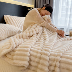 Luxurious Faux Rabbit Fur Throw Blanket