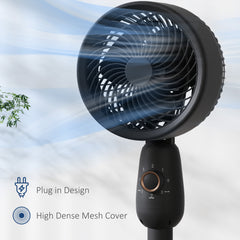 Pedestal Fan, Powerful Air Circulator, 12 Inch Floor Standing Fan with 3 Speed Settings, Oscillating Function for Bedroom, Home and Office, Grey, Adjustable Head, Safe Design, Versatile Use