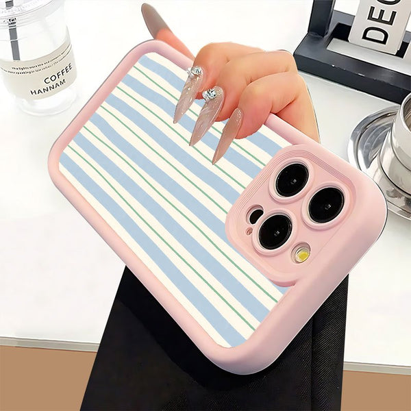 Phone Case: Phone Case - Protect Your Phone with a Soft Pink Case Featuring a Blue And White Striped Pattern, UV Printed. for iPhone 17 Air/16/15/14/13/12/11/Plus/Pro/Pro Max and Galaxy S, A Series/XIAOMI/MOTO/PIXEL.Gift for Friends, Boys