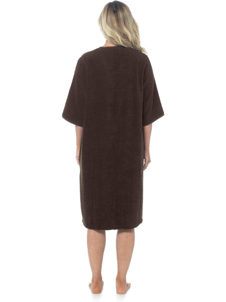 KAV Super Soft 100% Cotton Robe Womens Dresses - Towelling Shower Wrap Gown - Ladies Adjustable Towel Bathrobe for Housecoat, Nightwear, Lounge, Spa Bath with Zipper and Pocket