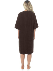 KAV Super Soft 100% Cotton Robe Womens Dresses - Towelling Shower Wrap Gown - Ladies Adjustable Towel Bathrobe for Housecoat, Nightwear, Lounge, Spa Bath with Zipper and Pocket